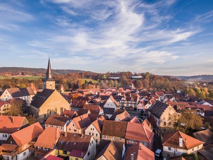 Blick auf die Altstadt von Seßlach von oben 