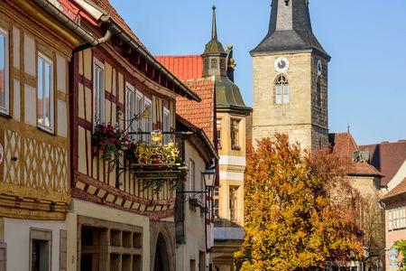 Historische Altstadt von Seßlach mit Kirche